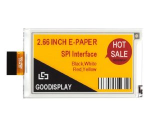 2.66 Inch Black, White, Yellow and Red E-Paper Display