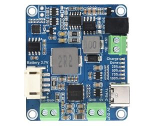 Waveshare Solar Power Manager Module (D), Supports 6V~24V Solar Panel and Type-C Power Adapter, 5V/3A Regulated Output Battery holder Included