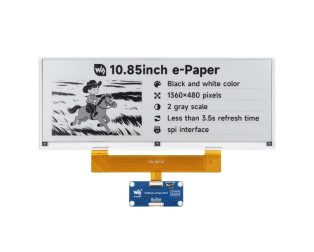 Waveshare 10.85inch 1360 × 480, Black / White e-Paper display with SPI Interface and Driver HAT